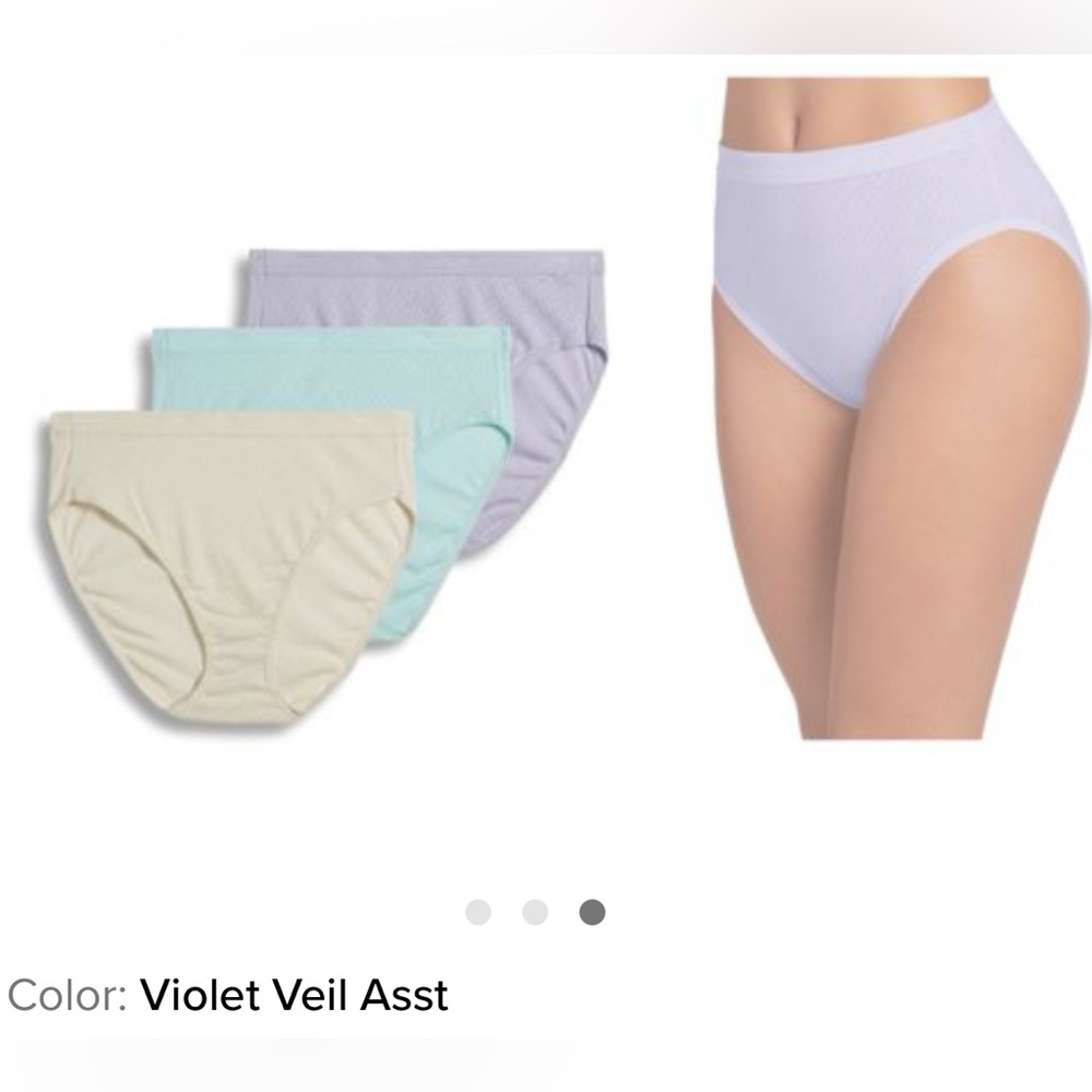 Women’s JOCKEY Elance Breathe 3-Pack French Cut Panties in Violet Veil Assort.